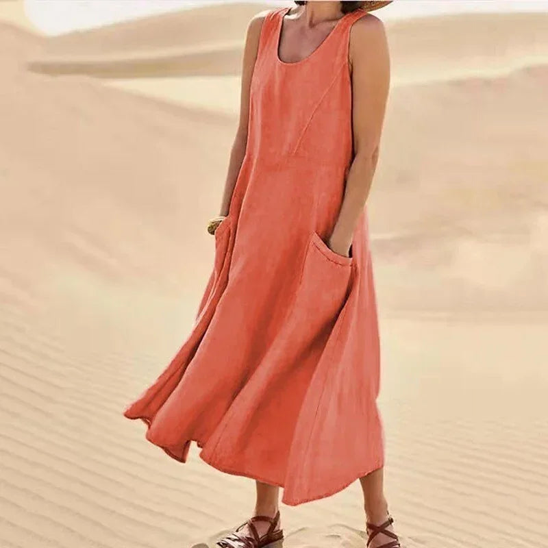 The Quinn Linen-Blend Pocket Dress in black | Lavishly Me