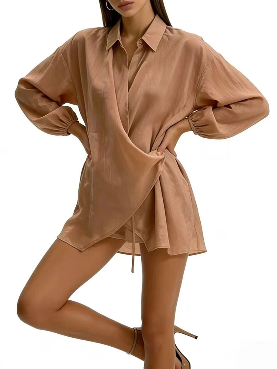 The Beaumont Lace-Up Shirt Dress from the Boss Energy at Lavishly Me