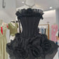 The Flora Appliqué A-Line Mini Dress in BLACK | Lavishly Me