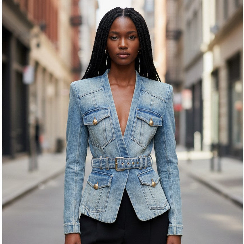 The Aurelia Button,Pockets,Lace-Up Statement Look