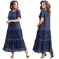 The Talia Lace-Panel Maxi Dress in deep blue | Lavishly Me