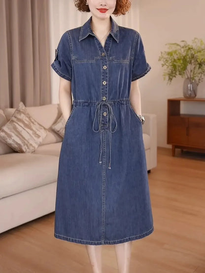 The Capri Button-Front Denim Dress