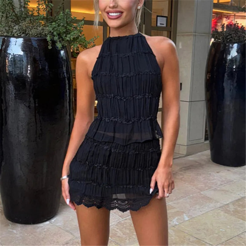 The Ibiza Lace Mesh Skirt Set