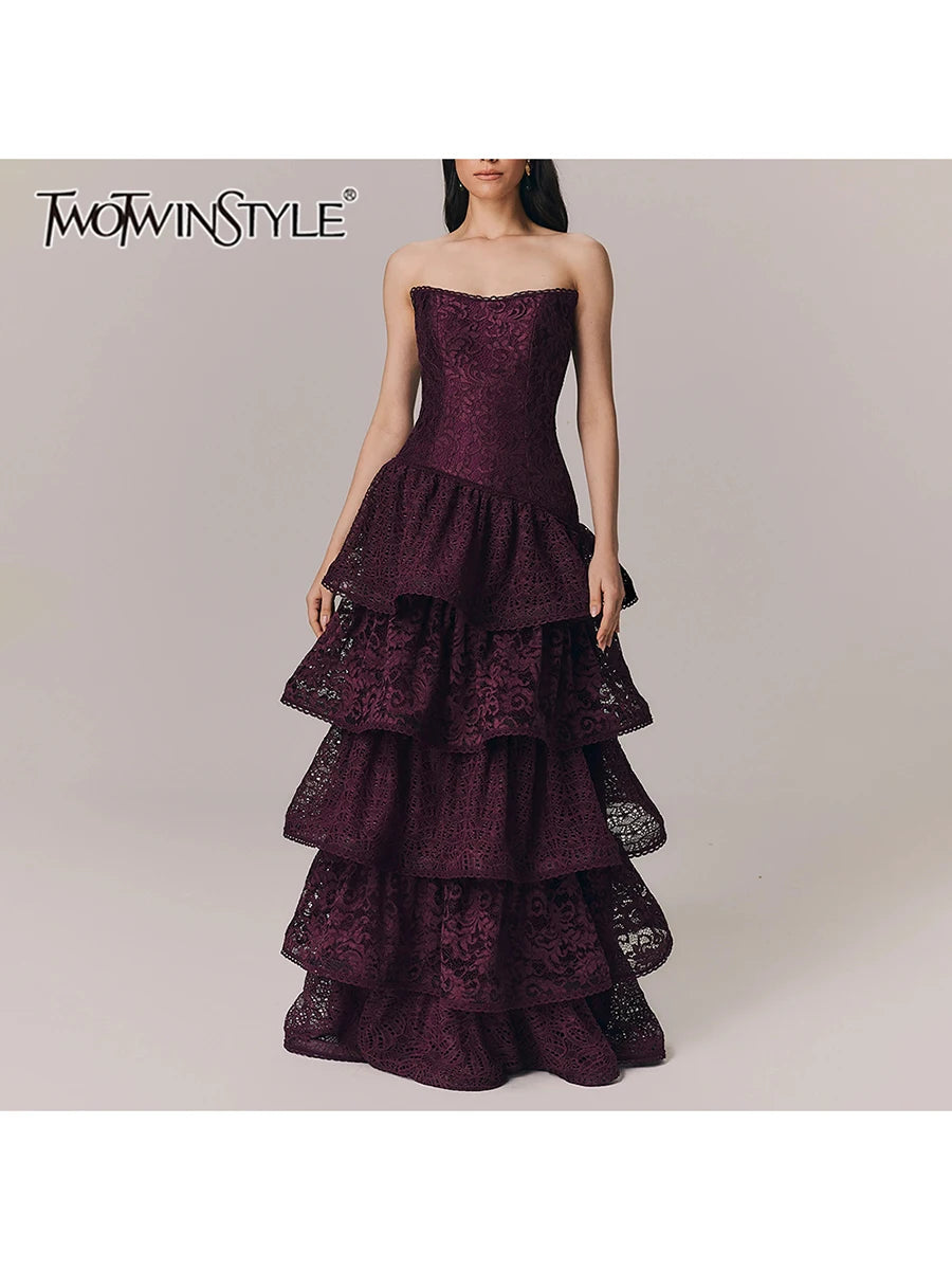 The Alessandra Lace Ruffle Maxi Dress from the Soft & Sophisticated at Lavishly Me