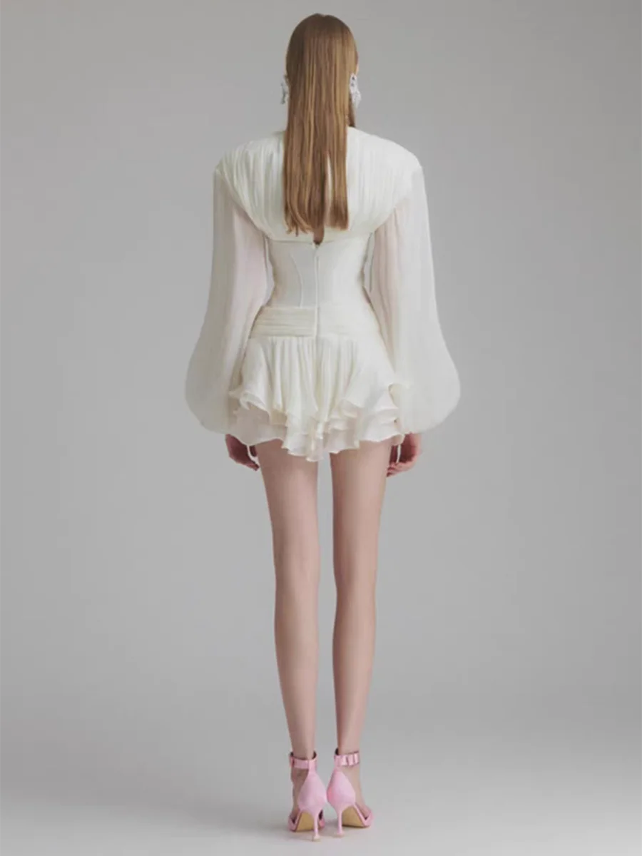 The Rosamund Ruffle Appliqué Mini Dress from the Celebration Edit at Lavishly Me