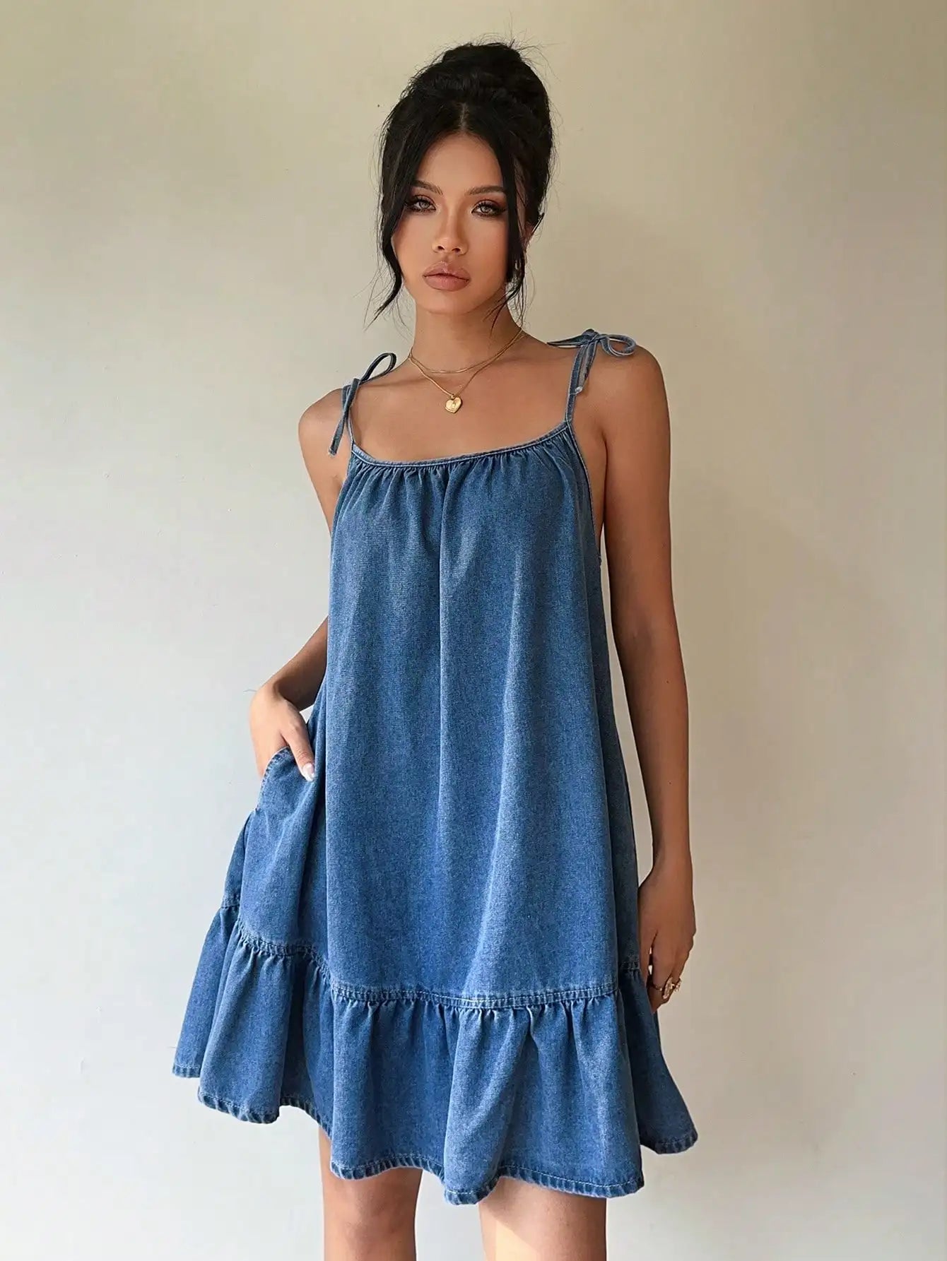 The St. Tropez Bandeau Denim Dress from the Denim Edit at Lavishly Me