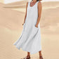 The Quinn Linen-Blend Pocket Dress in Blue | Lavishly Me