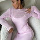 The Celeste Sculpted Knit Midi Dress in Beige(only Sweater) | Lavishly Me
