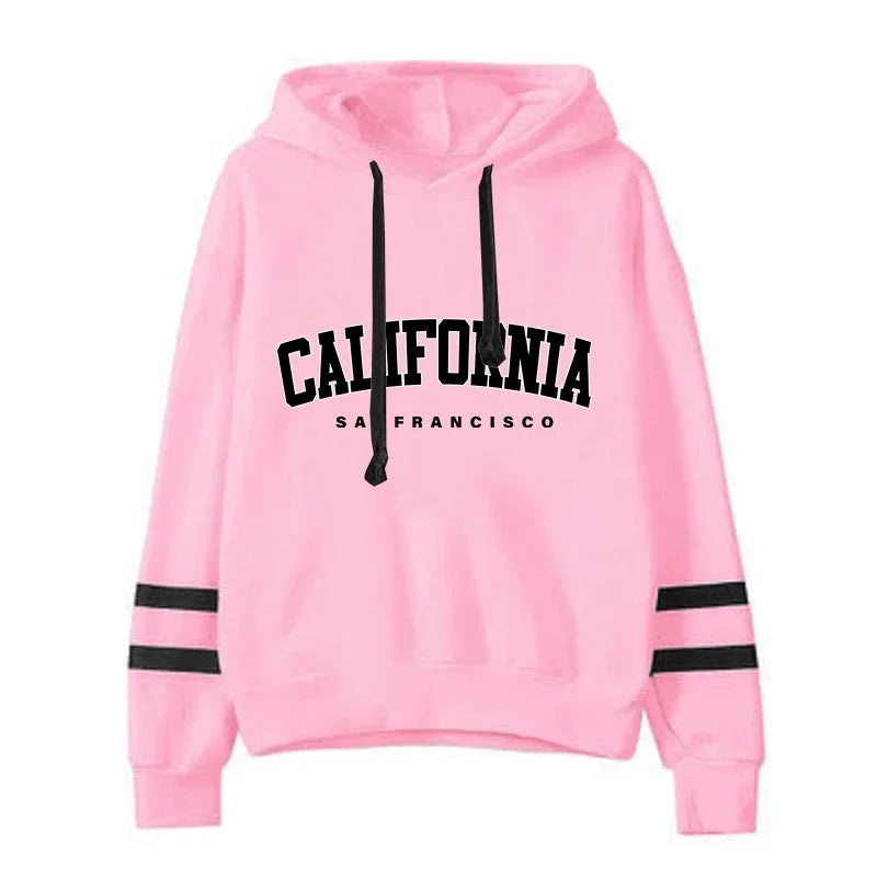 The West Coast Stripe Hooded Jogger Set hooded two-piece jogging suit from Lavishly Me