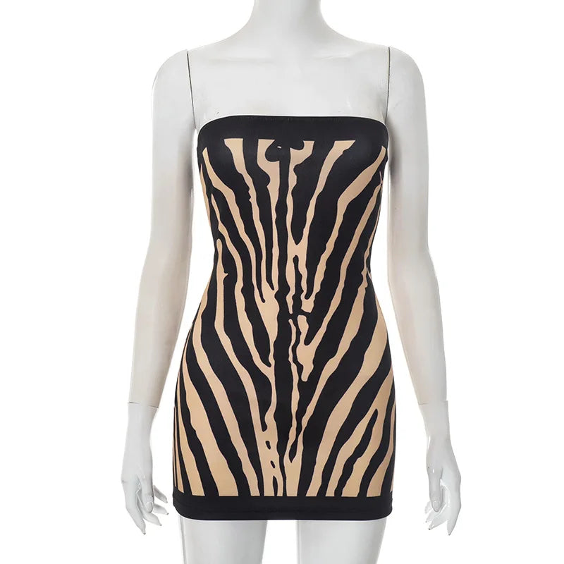 The Zuri Zebra Strapless Mini Dress | Lavishly Me