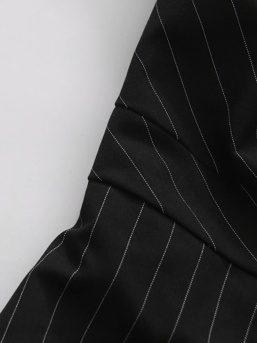 The Obsidian Pinstripe Lace-Up Dress