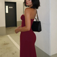 The Onyx Strapless Bodycon Maxi Dress in black | Lavishly Me