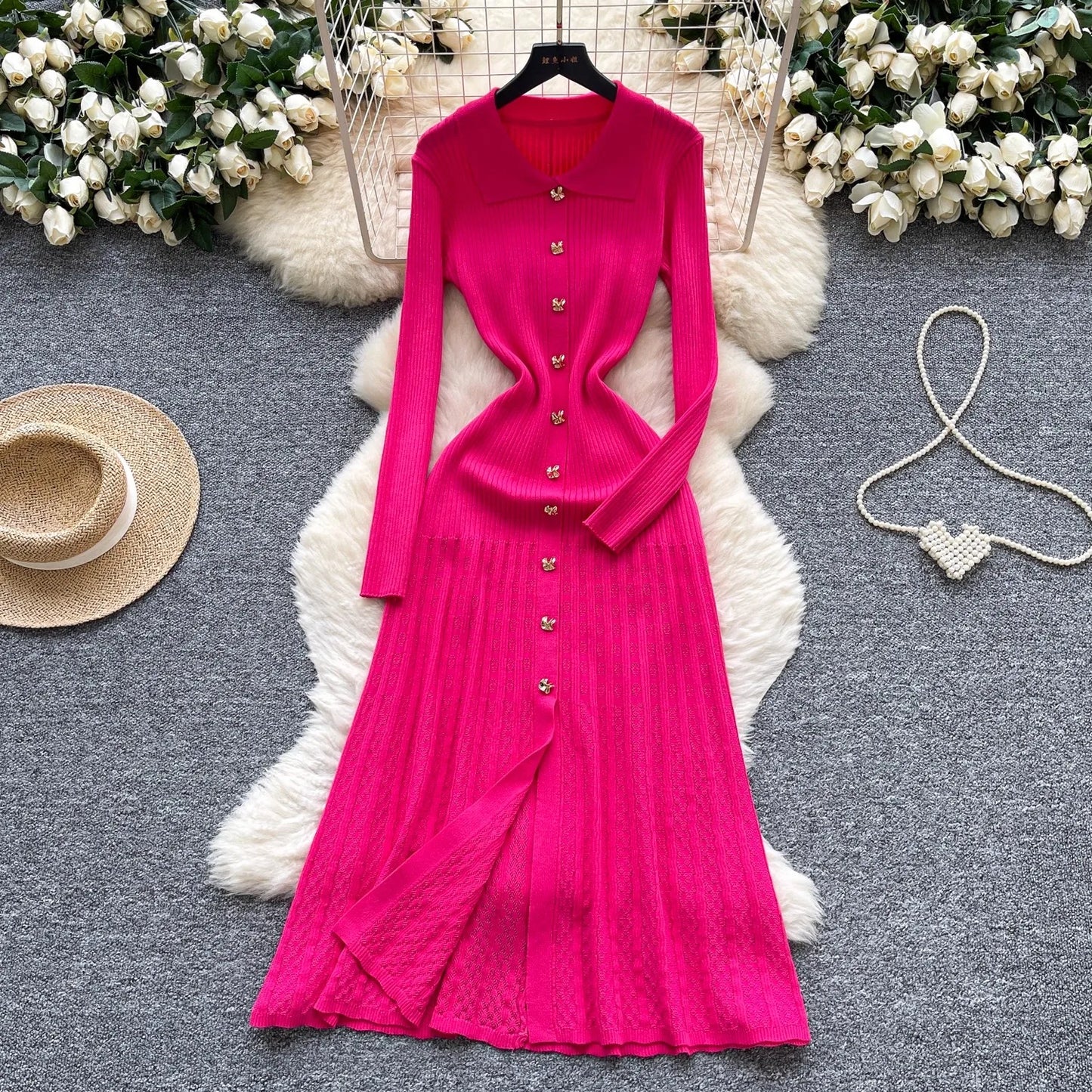 The Vivienne Button-Front Knit Maxi Dress | Lavishly Me