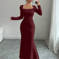 The Yvette Square-Neck Dress in black | Lavishly Me