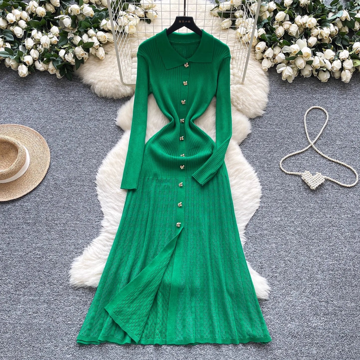 The Vivienne Button-Front Knit Maxi Dress | Lavishly Me