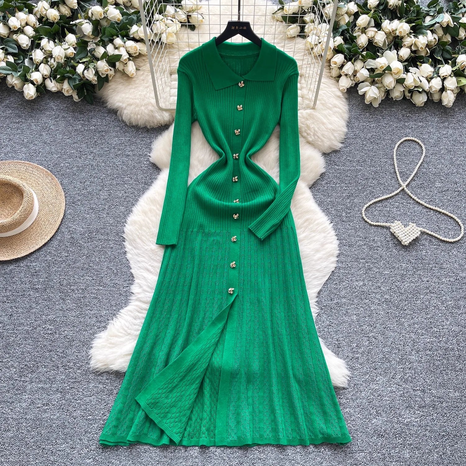 The Vivienne Button-Front Knit Maxi Dress | Lavishly Me