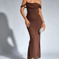 The Amara Ruched Corset Maxi Dress in Lilac | Lavishly Me