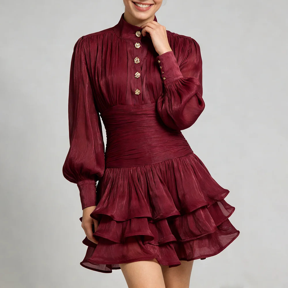 The Valentina French Pleated Dress in APRICOT | Lavishly Me