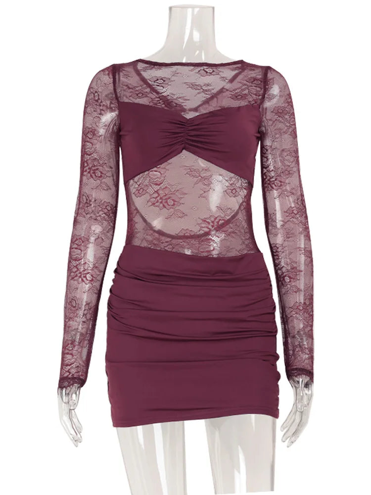 The Noelle Lace Illusion Mini Dress | Lavishly Me