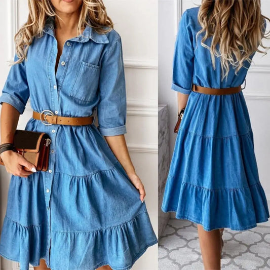 The Portofino Belted Denim Dress from the Denim Edit at Lavishly Me