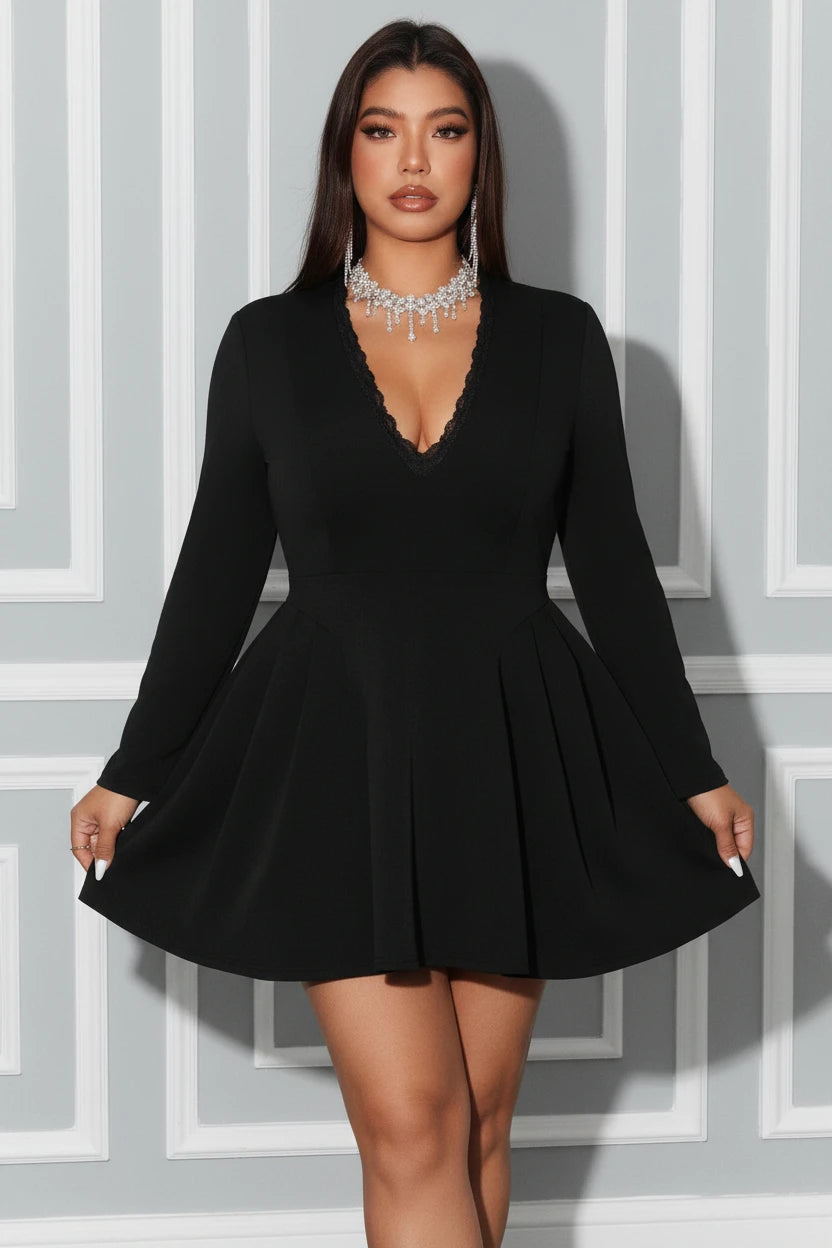 The Daria Lace Curve Dress in Navy Blue | Lavishly Me