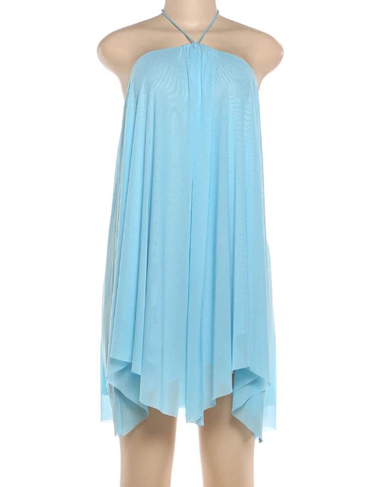 The Isla Tiered Halter Mini Dress in Pink | Lavishly Me