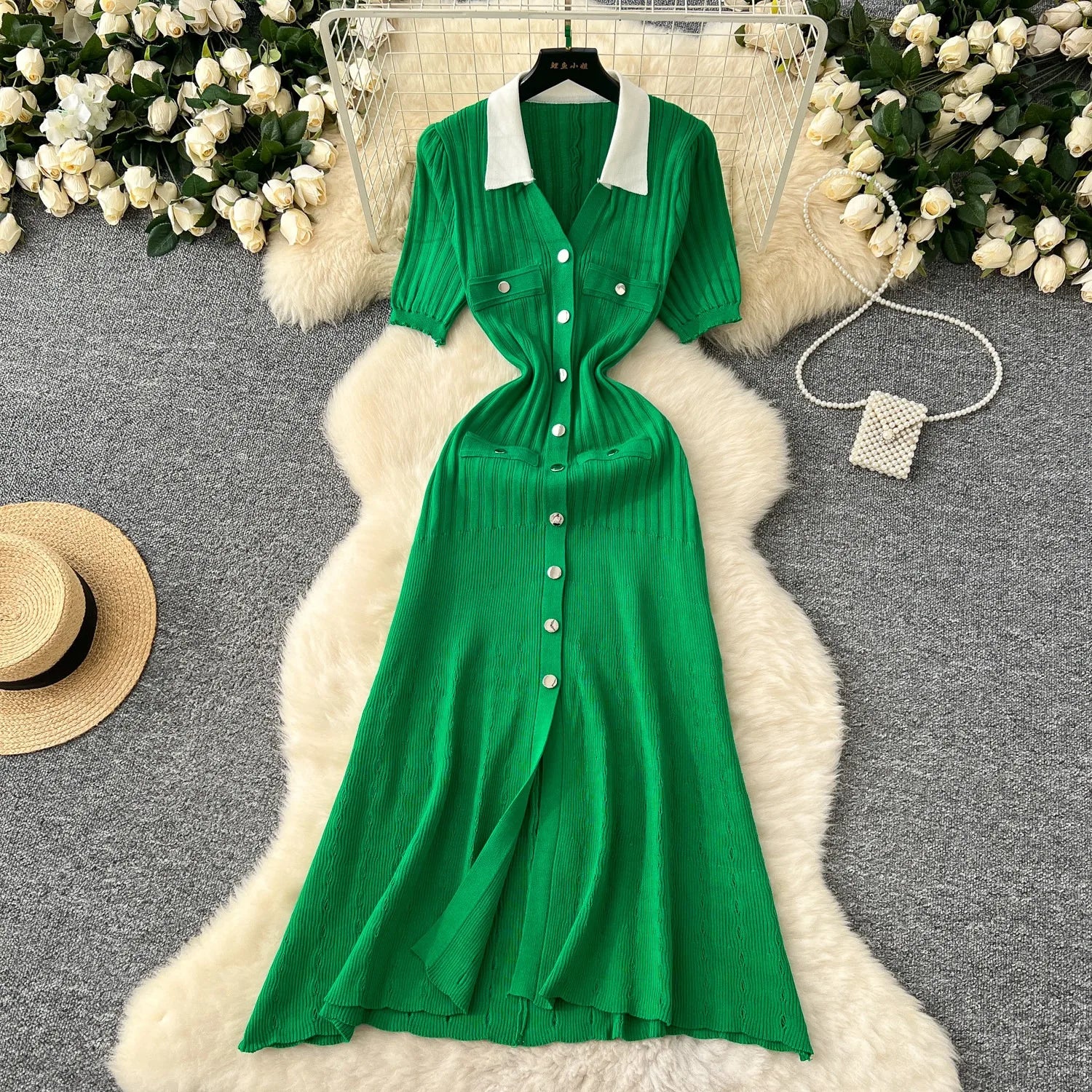 The Vivienne Button-Front Knit Maxi Dress | Lavishly Me