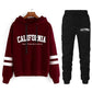 The West Coast Stripe Hooded Jogger Set hooded two-piece jogging suit from Lavishly Me