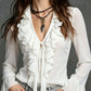 The Rosalie Lace-Trim Bubble-Sleeve Blouse from the Soft & Sophisticated at Lavishly Me