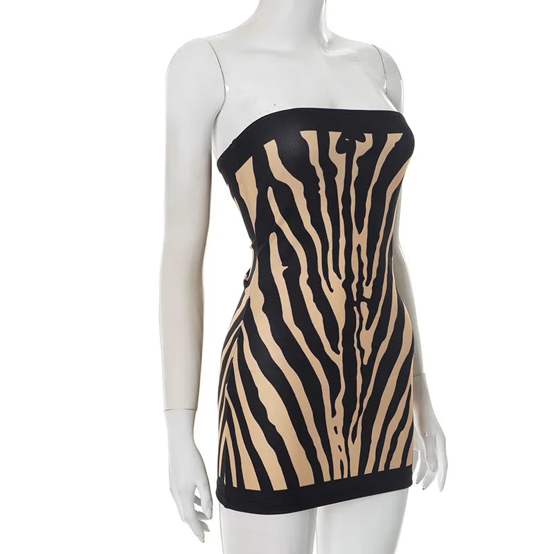 The Zuri Zebra Strapless Mini Dress | Lavishly Me