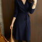 The Celine Wrap Knit Dress in Black | Lavishly Me