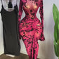 The Nyla Stacked Mesh Maxi Dress in black flower | Lavishly Me