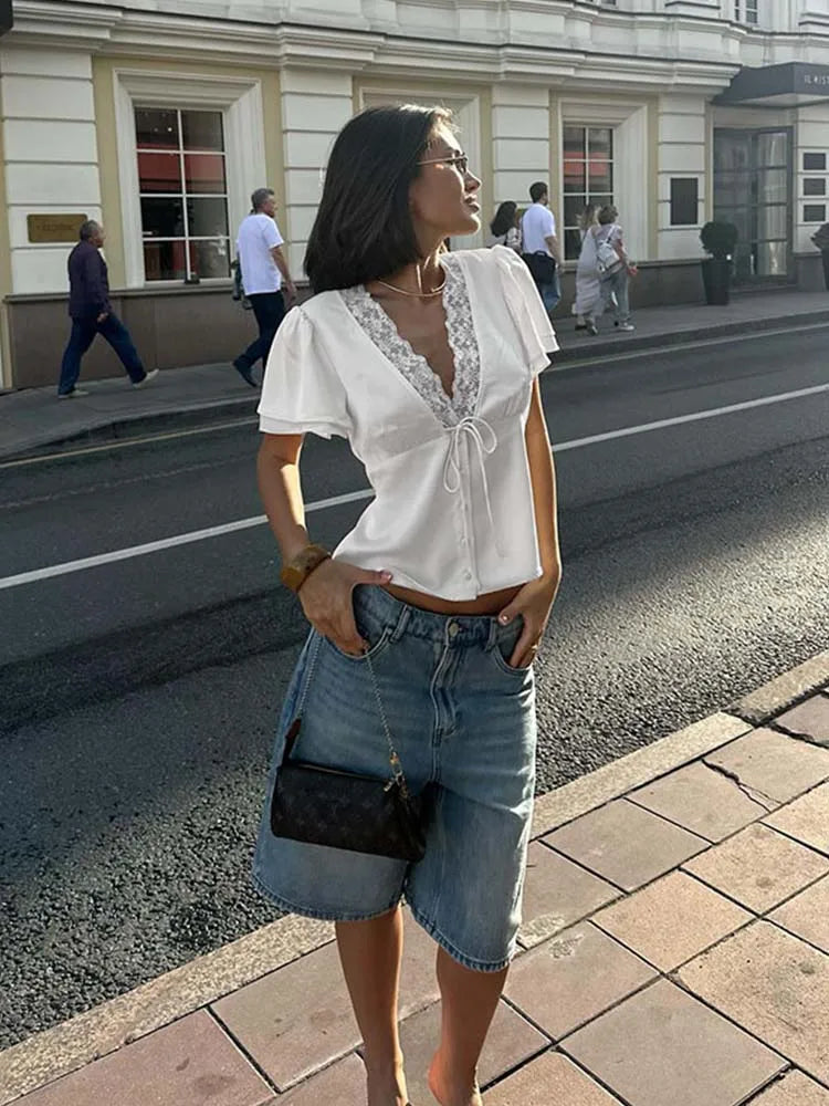 The Rosalie Satin Lace Top from the Soft & Sophisticated at Lavishly Me