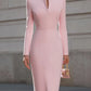 The Noelle Stand-Collar Midi Dress from the Boss Energy at Lavishly Me