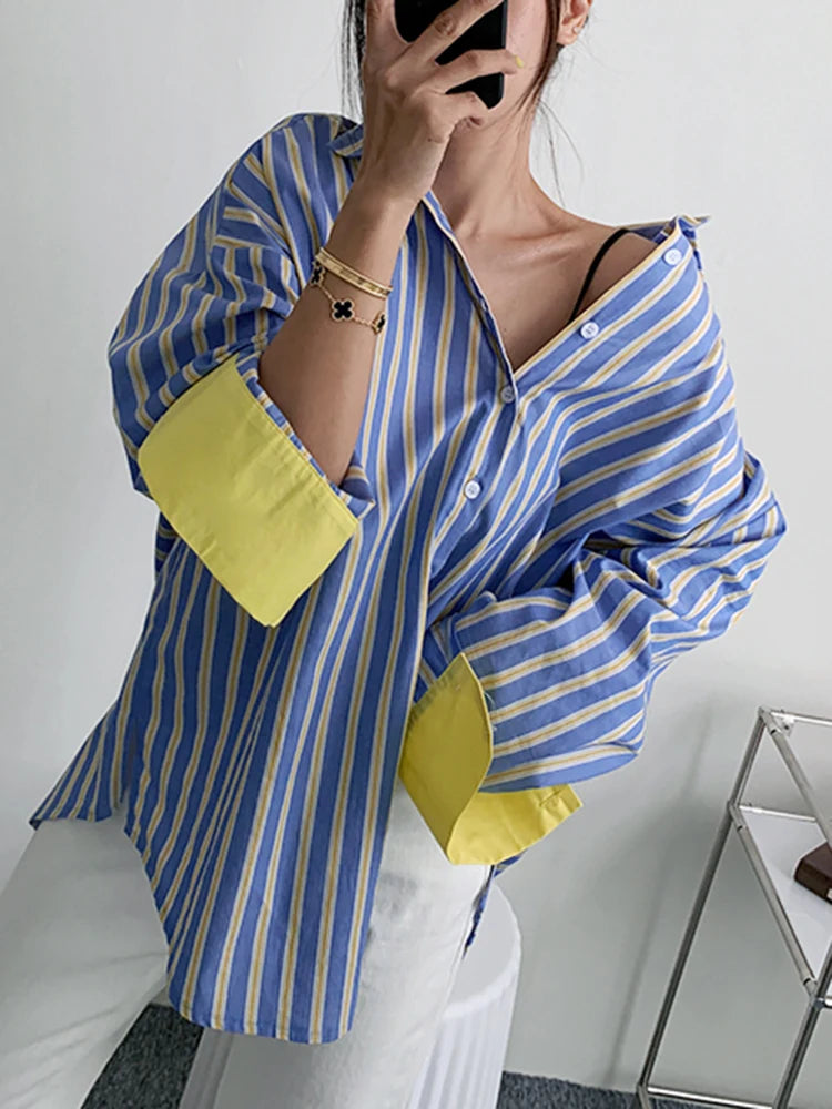 Mardi  Lapel Long Sleeve Blouse Female