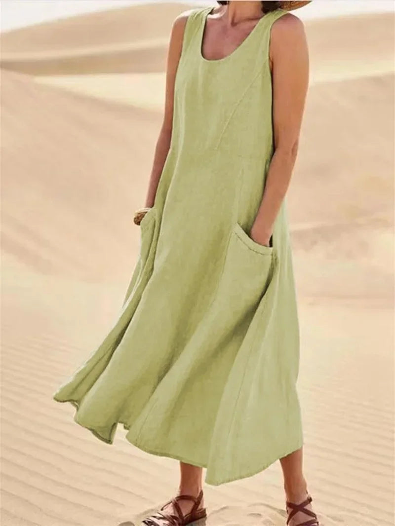 The Quinn Linen-Blend Pocket Dress in black | Lavishly Me