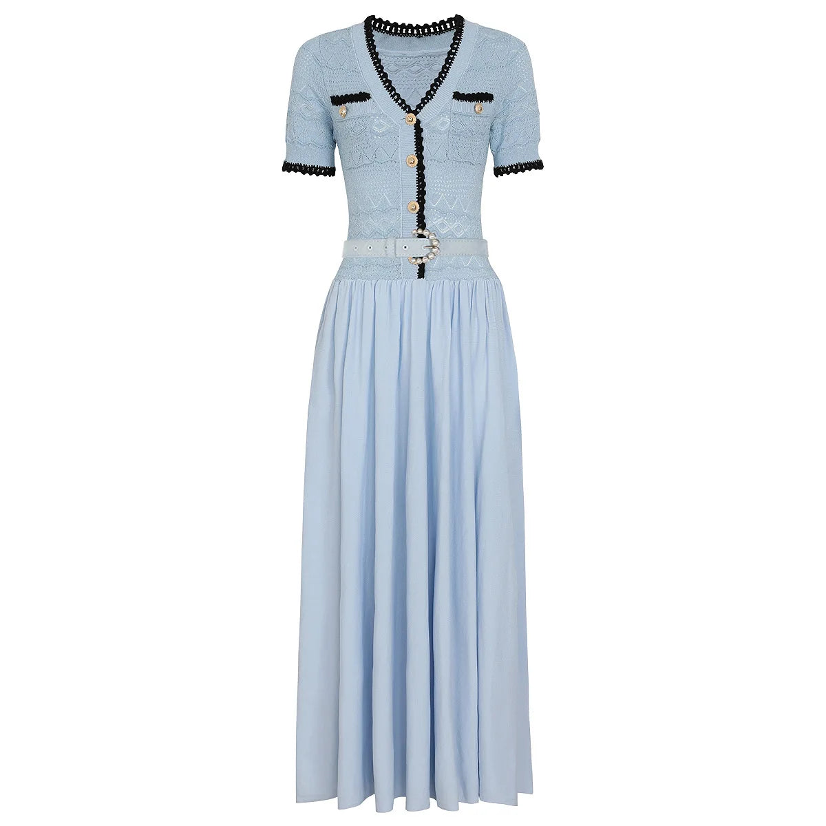 The Azure Belted Knit Vacation Dress from the Boss Energy at Lavishly Me