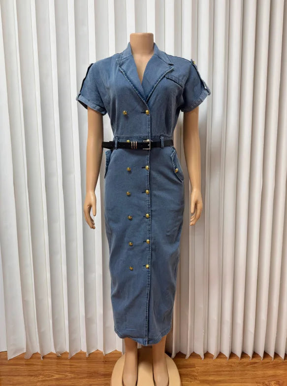 The Madison Double-Breasted Denim Dress