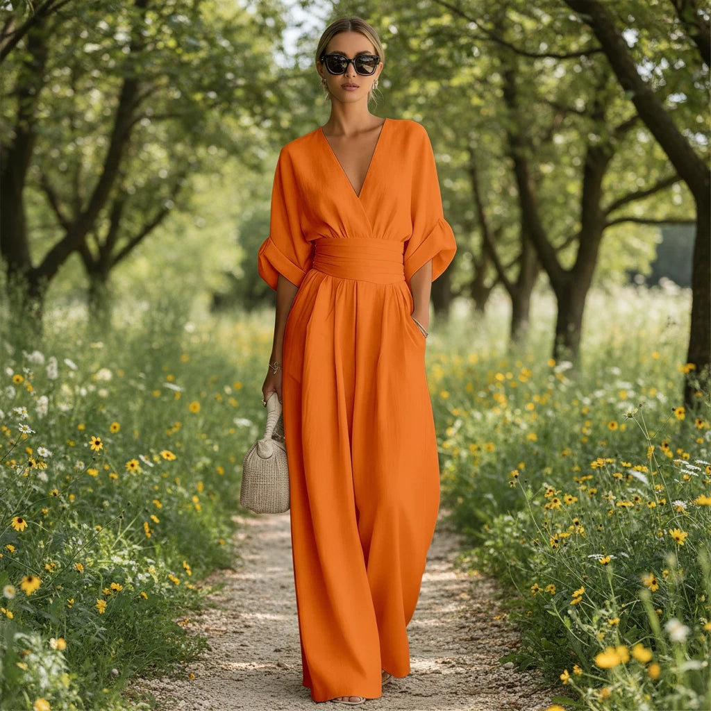 The Valencia Wide-Leg Jumpsuit in Lake Blue | Lavishly Me