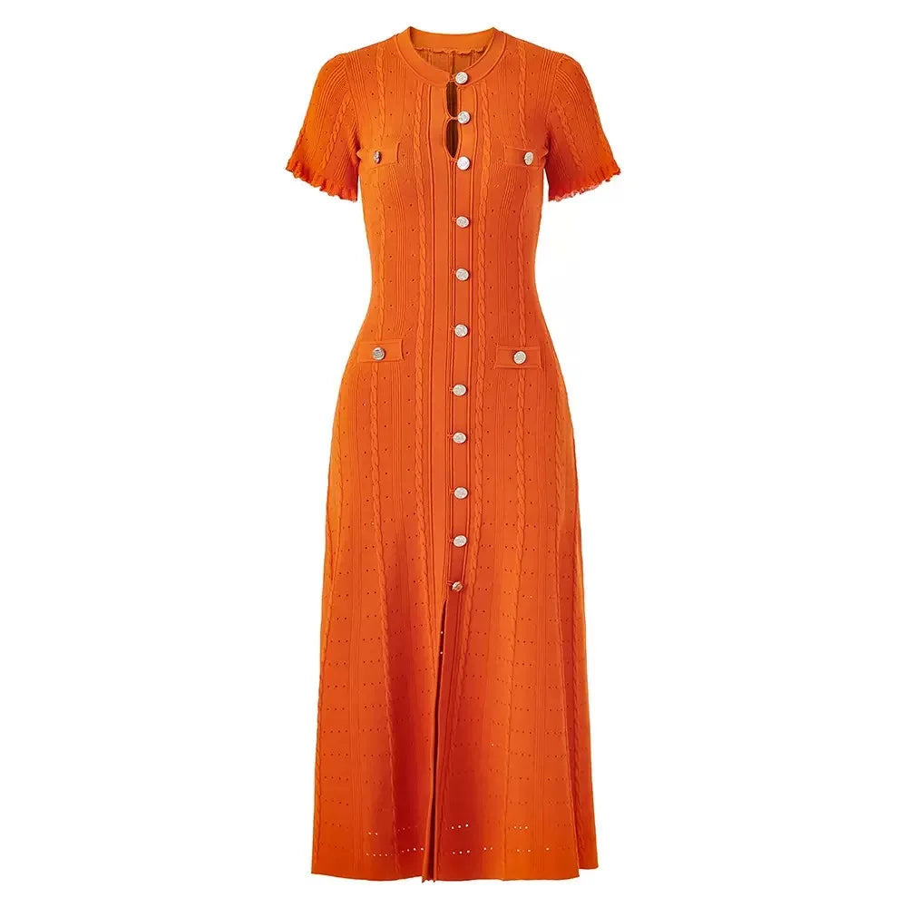 The Camille Cable-Knit Midi Dress in Brown | Lavishly Me