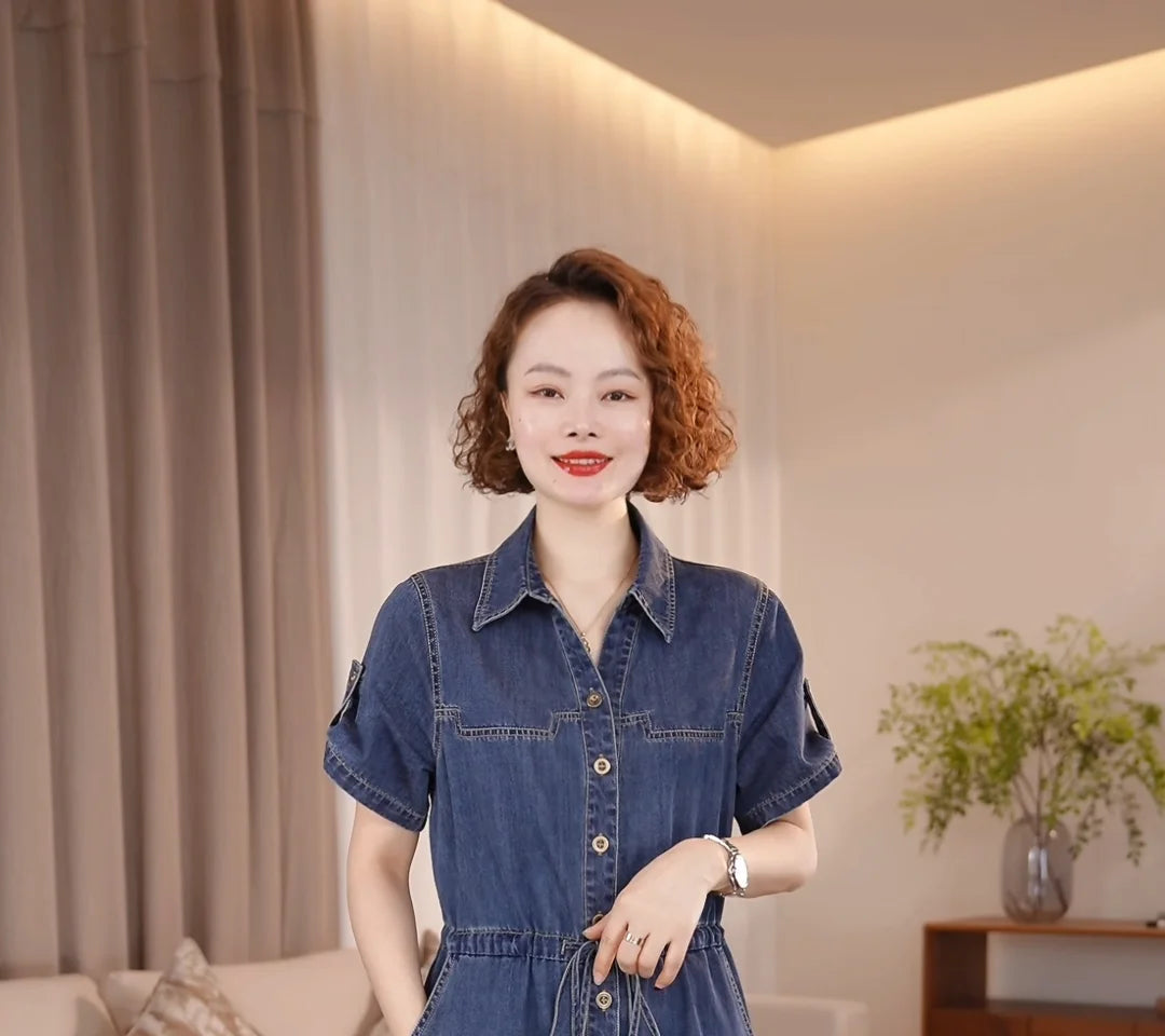The Capri Button-Front Denim Dress