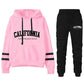 The West Coast Stripe Hooded Jogger Set hooded two-piece jogging suit from Lavishly Me