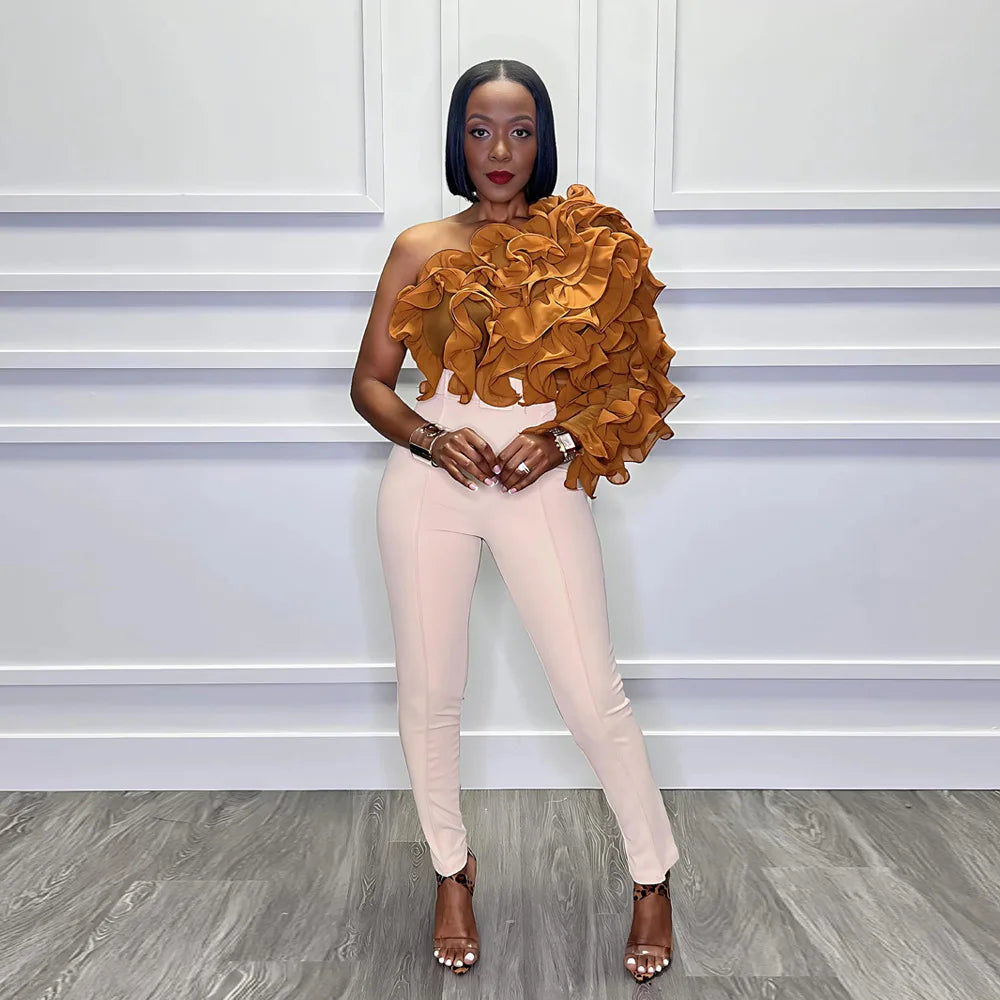 The Tiana Asymmetric Ruffled Statement Blouse