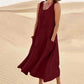 The Quinn Linen-Blend Pocket Dress in Blue | Lavishly Me