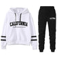 The West Coast Stripe Hooded Jogger Set hooded two-piece jogging suit from Lavishly Me