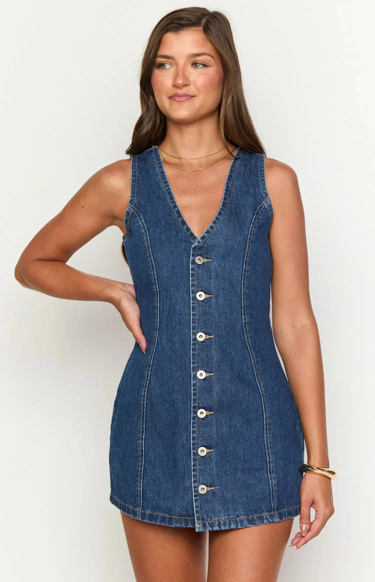 The Milano Denim Midi Dress