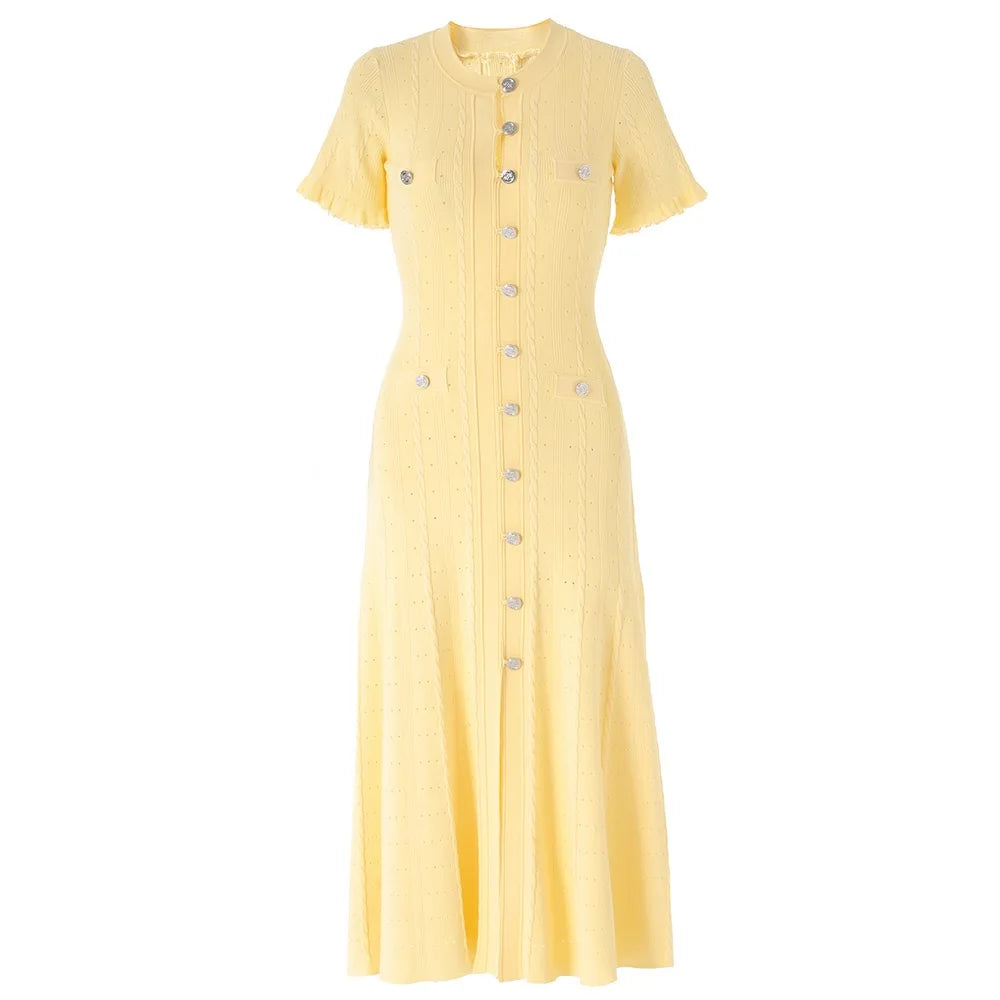 The Camille Cable-Knit Midi Dress in WHITE | Lavishly Me