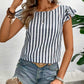 The Maribel Ruffle-Sleeve Stripe Blouse from the Soft & Sophisticated at Lavishly Me