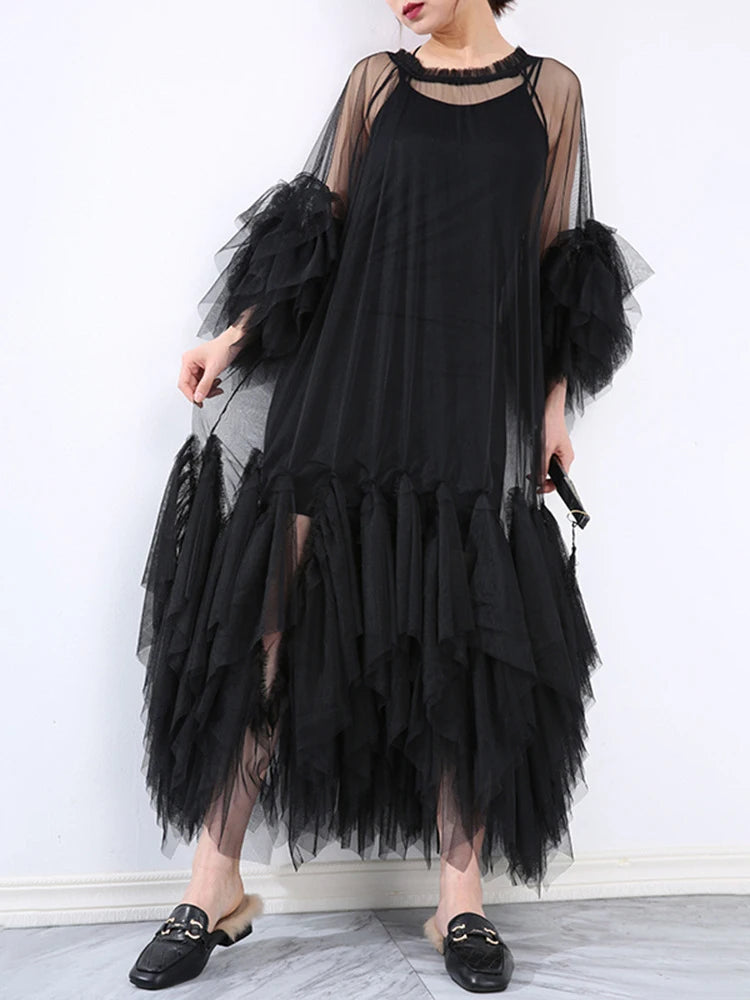 The Monaco Mesh Panel Maxi Dress from the Soft & Sophisticated at Lavishly Me