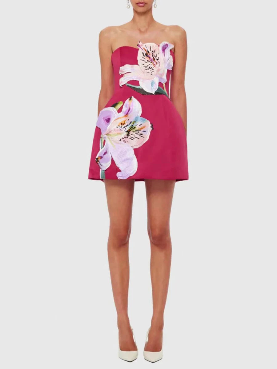 The Amara Appliqué Mini Dress